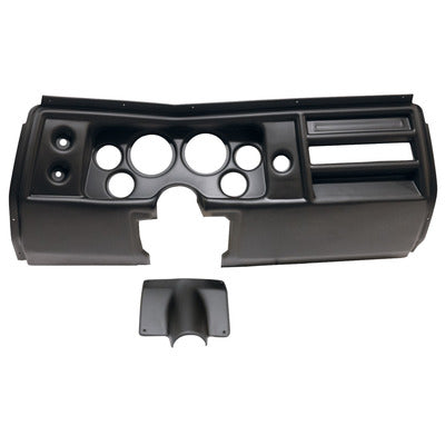 Dash Panel, Direct-Fit, Four 2-1/16 in Holes, Two 3-3/8 in Holes, Plastic, Black, No Vents, GM A-Body 1968, Each