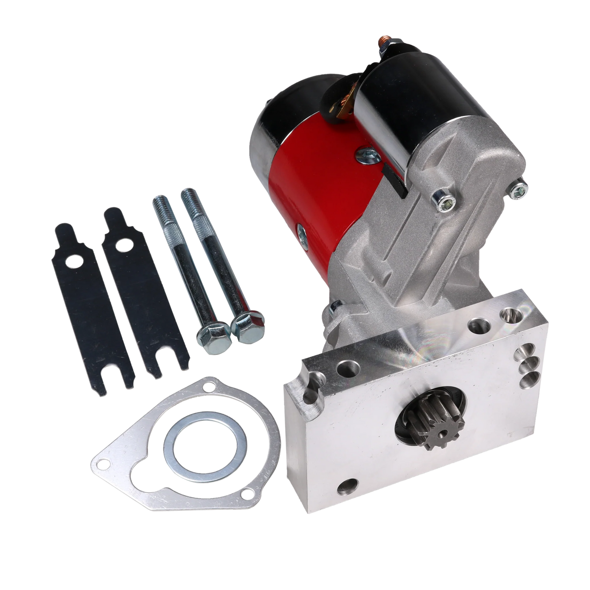Red High Torque Mini Starter For Chevy Small & Big Block 153 168 T Compatible