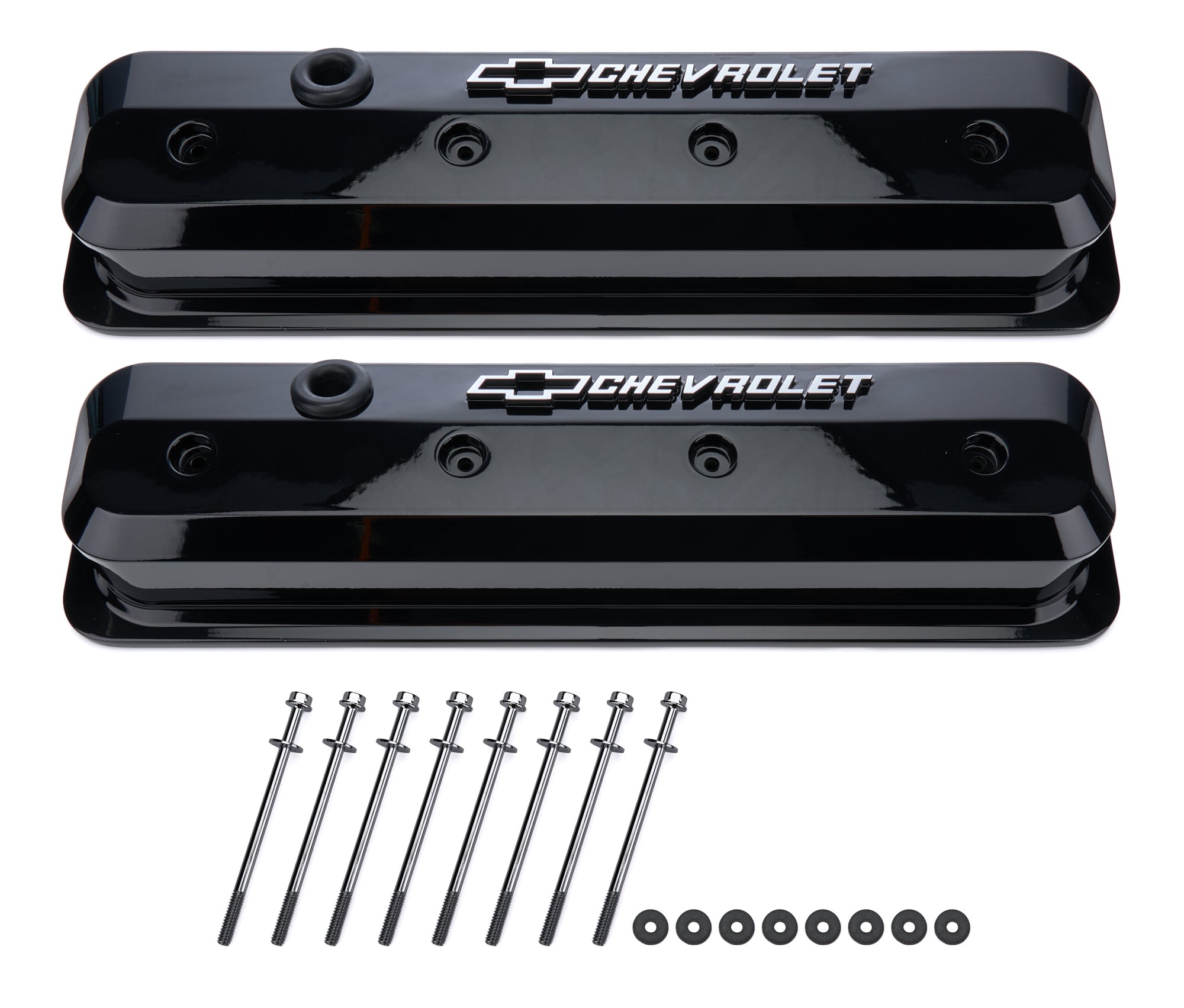 SBC Valve Covers Slant Edge Liquid Black