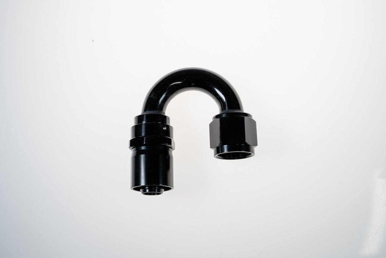 8AN 180Deg Crimp Hose End Black