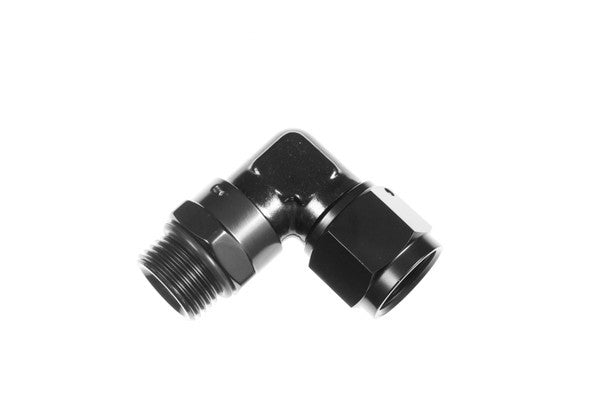 8AN Female to 8AN ORB Male Swivel 90Deg Black