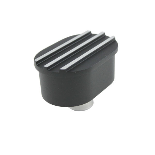 Breather Cap Push-In Ov al Finned Black Alum