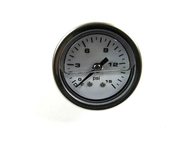 1-1/2'' Liquid Fill Fuel Pressue Gauge 0-15PSI White Face F53586