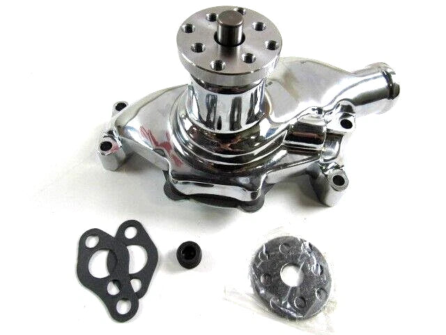 Chevy 327 350 383 High Volume Alum. Short Water Pump w/ Heat Port Chrome K71002C