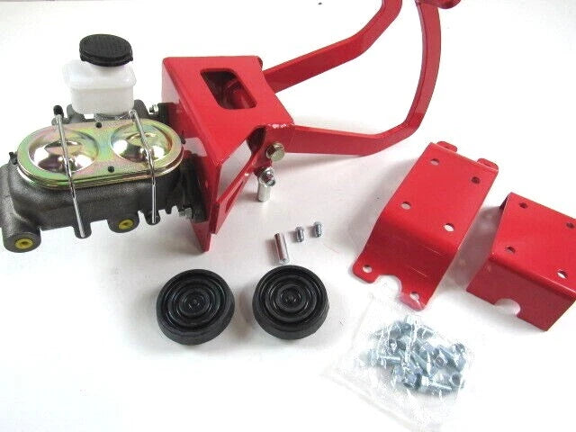 Universal Under-Floor Manual Brake / Hydraulic Clutch Pedal Assembly Red B11001