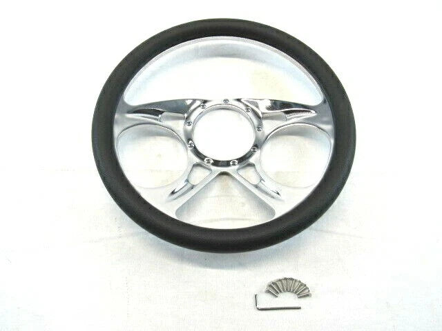 Billet Aluminum 14'' Steering Wheel Half Wrap Black Leather (9 Hole) S82006H