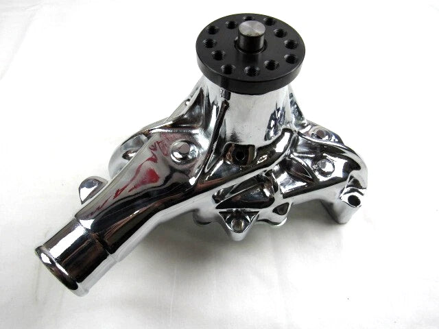 SBC Chevy 327 350 383 Aluminum Long Reverse Rotation Water Pump Chrome K71005C