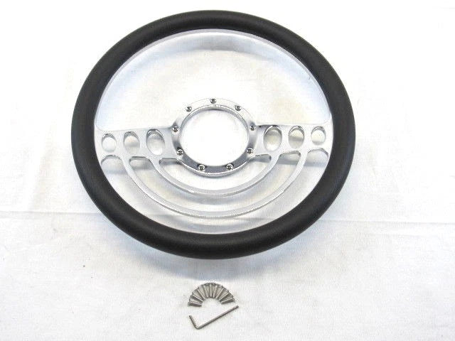 Billet Aluminum 14'' Steering Wheel Half Wrap Black Leather (9 Hole) S82030