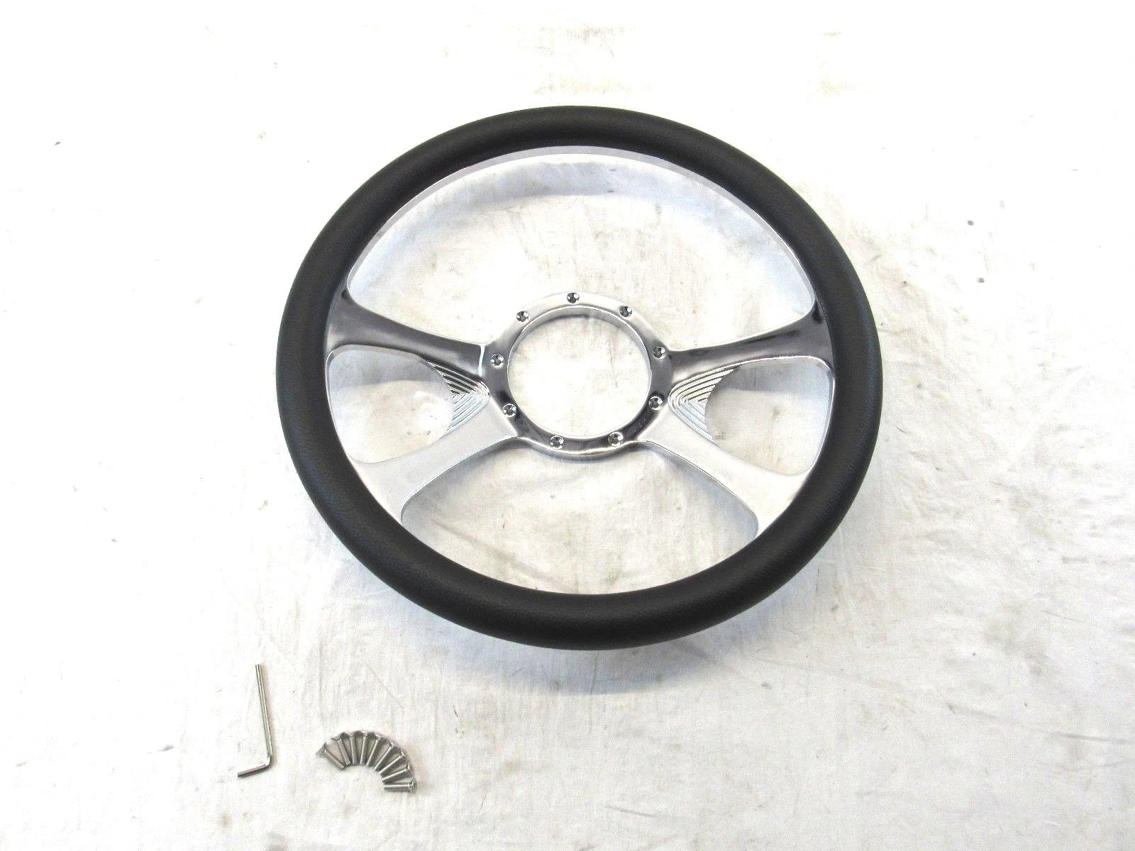 Billet Aluminum 14'' Steering Wheel Half Wrap Black Leather (9 Hole) S82009H