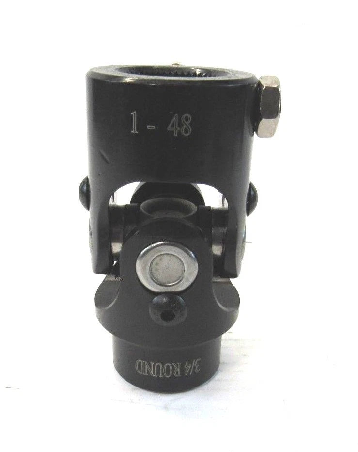 1"-48 x 3/4" Round Steel Steering Shaft Universal U-Joint Black S83112