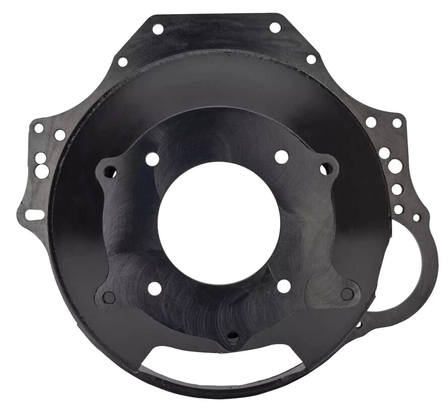 SBC Chevy & SBF Ford Transmission Bellhousing -to Muncie/Saginaw Trans E45054