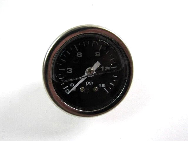 1-1/2'' Liquid Filled Fuel Pressure Gauge 0-15PSI Black Face F53588
