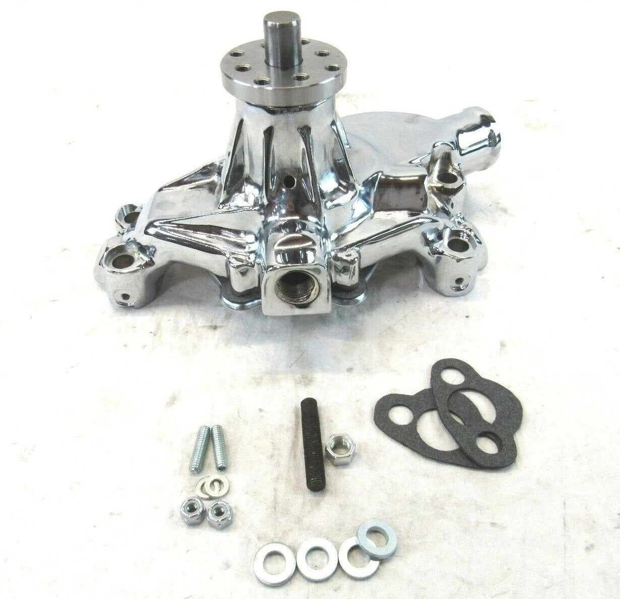 SBC 350 Aluminum Short Water Pump W/ Heat Port Chrome K71001C