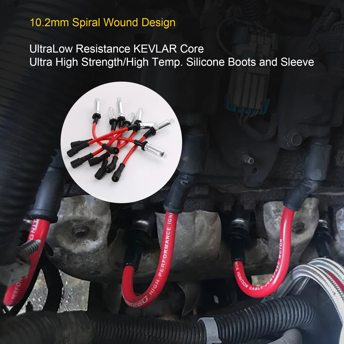 41-110 Iridium Spark Plugs & M8-48322 Spark Plug Wires for 5.3 6.0L 6.2L Chevy