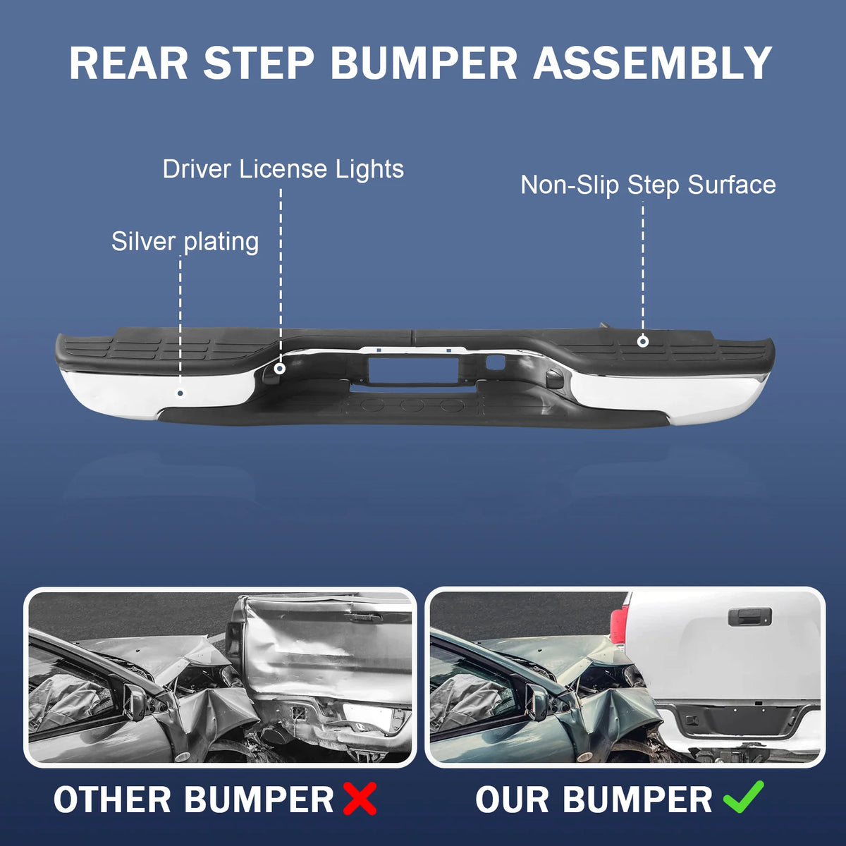 Rear Chrome Bumper w/Brackets Fit Chevy Silverado GMC Sierra 1500 1999-2006