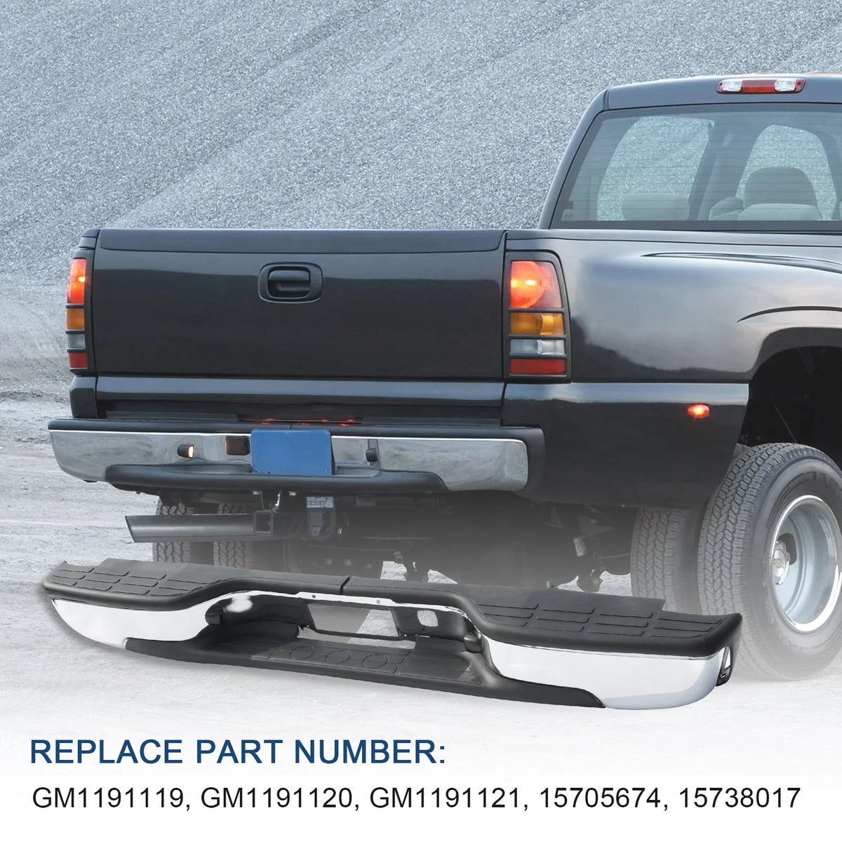 Rear Chrome Bumper w/Brackets Fit Chevy Silverado GMC Sierra 1500 1999-2006