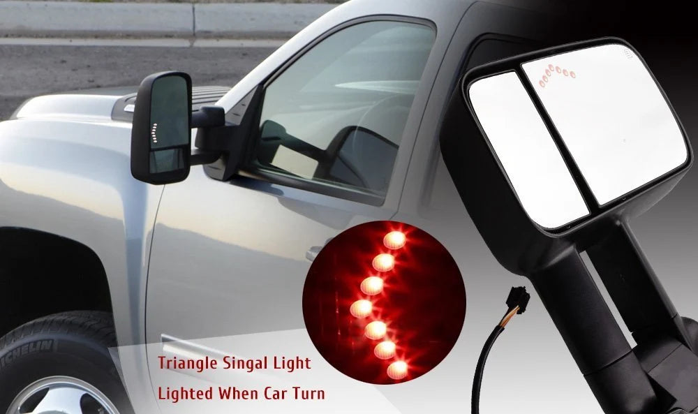 Power LED Signal Towing Mirrors Pair For 07-13 Chevy Silverado 1500/2500/2500HD