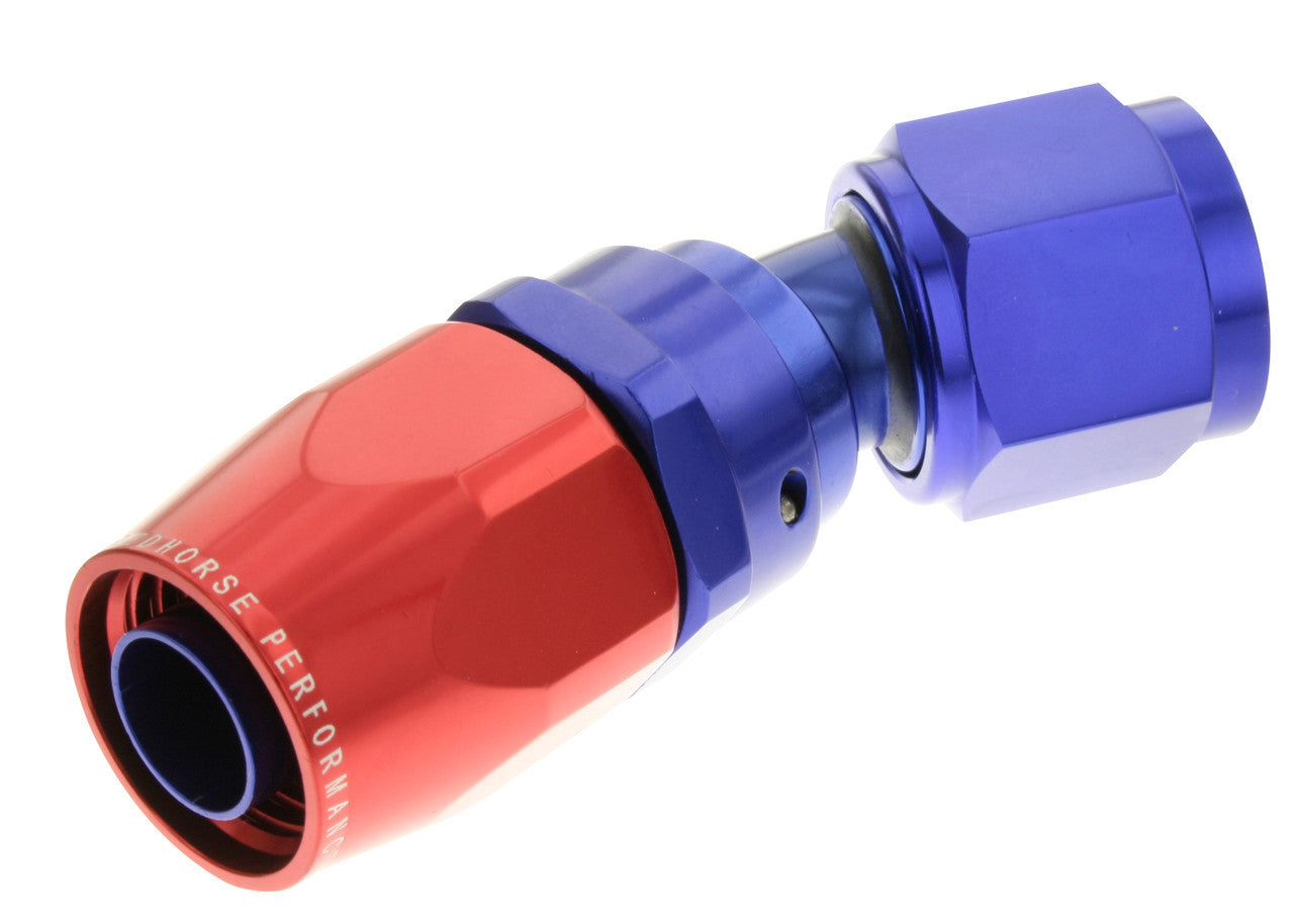 6AN 30 Degree Female Aluminum Hose End RD BLU