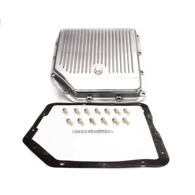 Transmission Pan, Stock Sump, Finned, Aluminum, Polished, TH350, Each