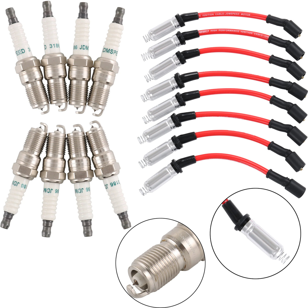 41-110 Iridium Spark Plugs & M8-48322 Spark Plug Wires for 5.3 6.0L 6.2L Chevy