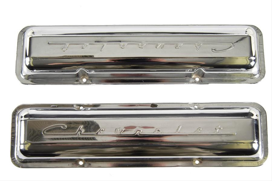 283 Chevrolet Script Valve Covers Chome
