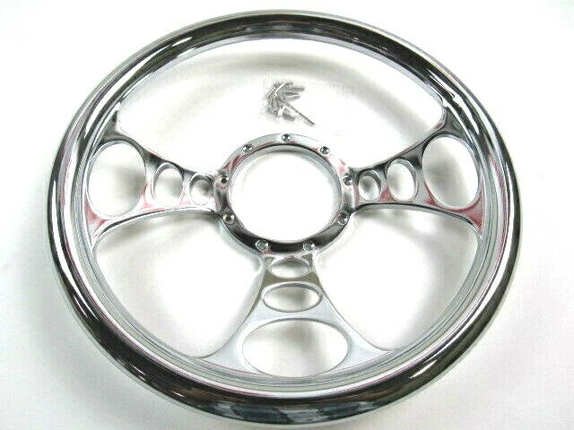 Universal 14'' Aluminum Steering Wheel No Wrap Chrome (9 Hole) S82017F
