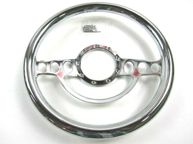 Universal 14'' Aluminum Steering Wheel No Wrap Chrome (9 Hole) S82016F