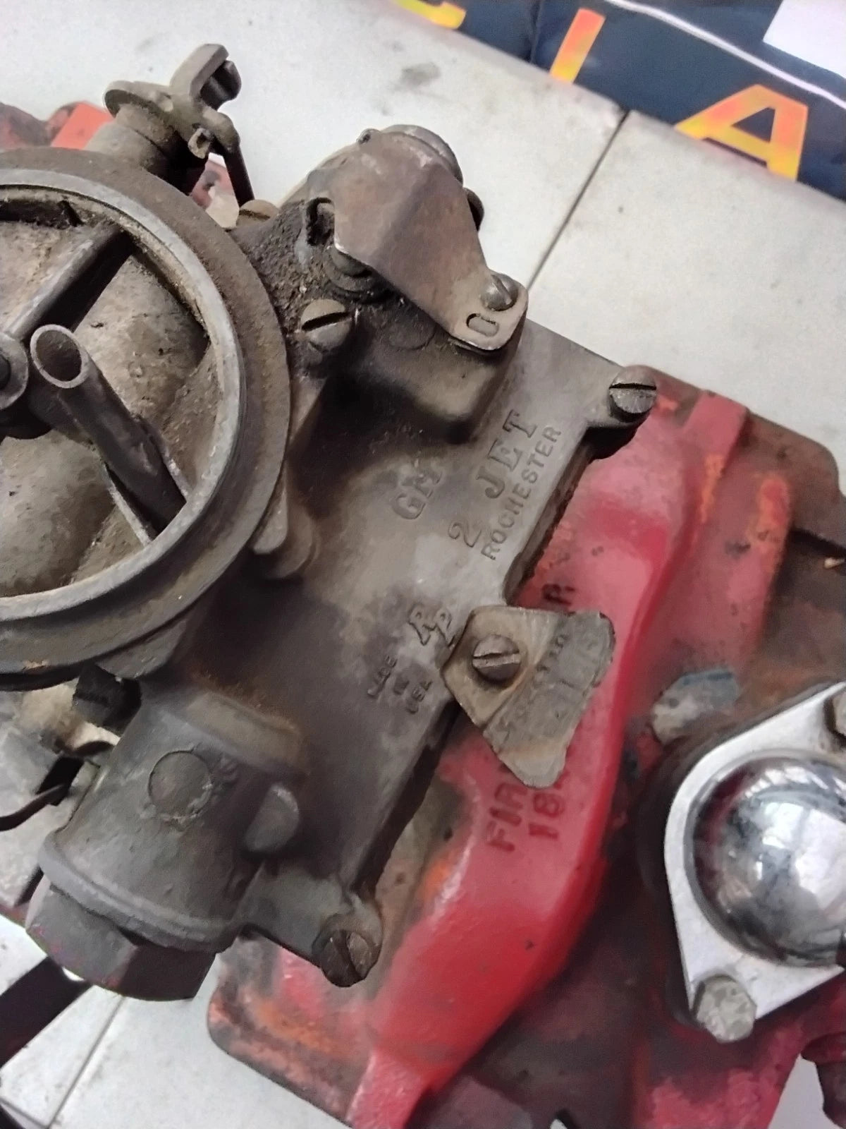 1964 1965 OEM GM Chevrolet 2 Barrel Intake Manifold #3840905 With Rochester Carb