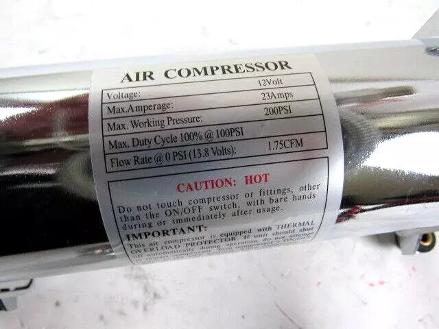 12v Universal Air Compressor 200psi Chrome Airbag Compressor D32051C