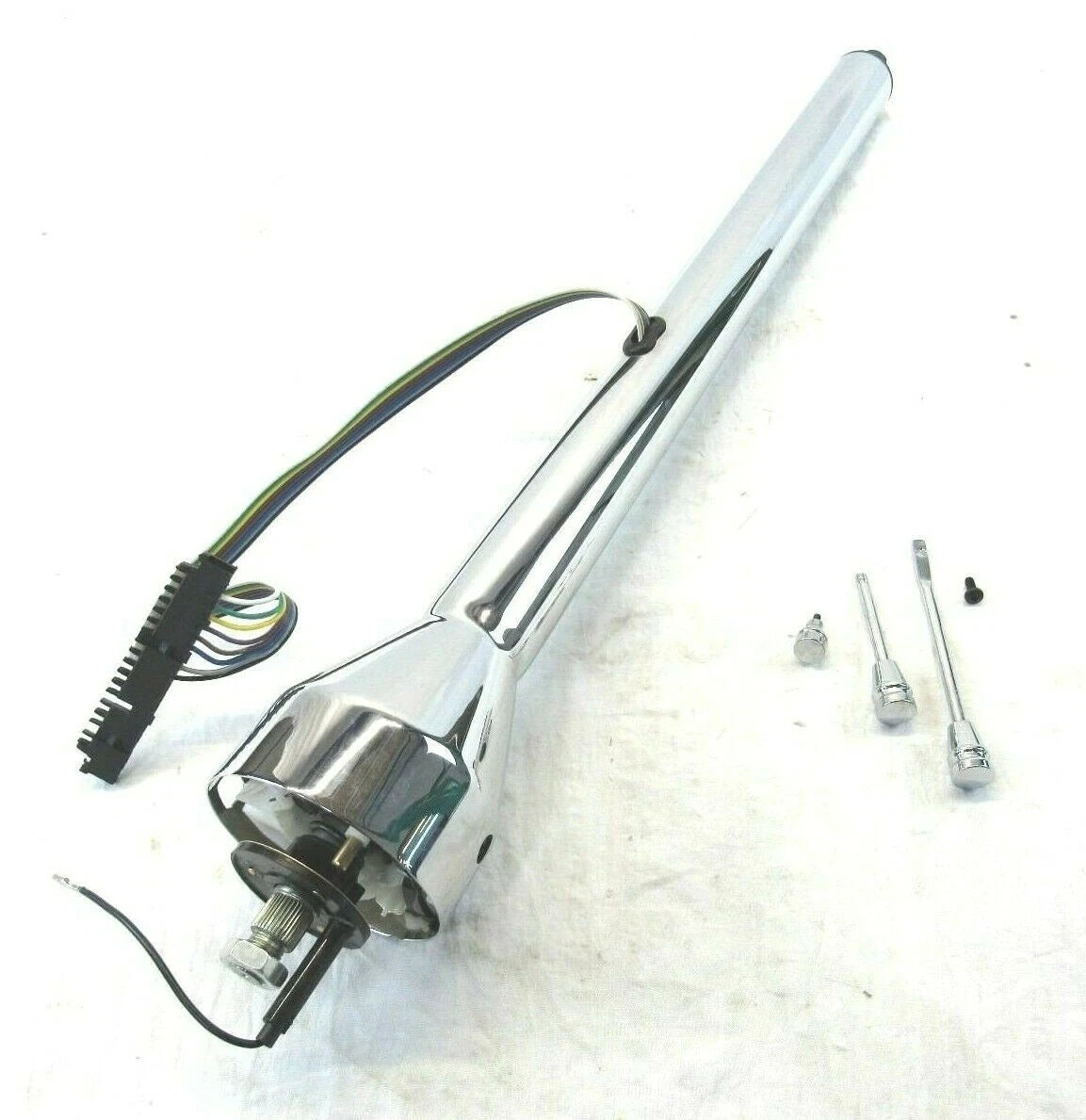 Universal 28" Straight Street/Hot Rod Non-Tilt Chrome Steering Column S81072C