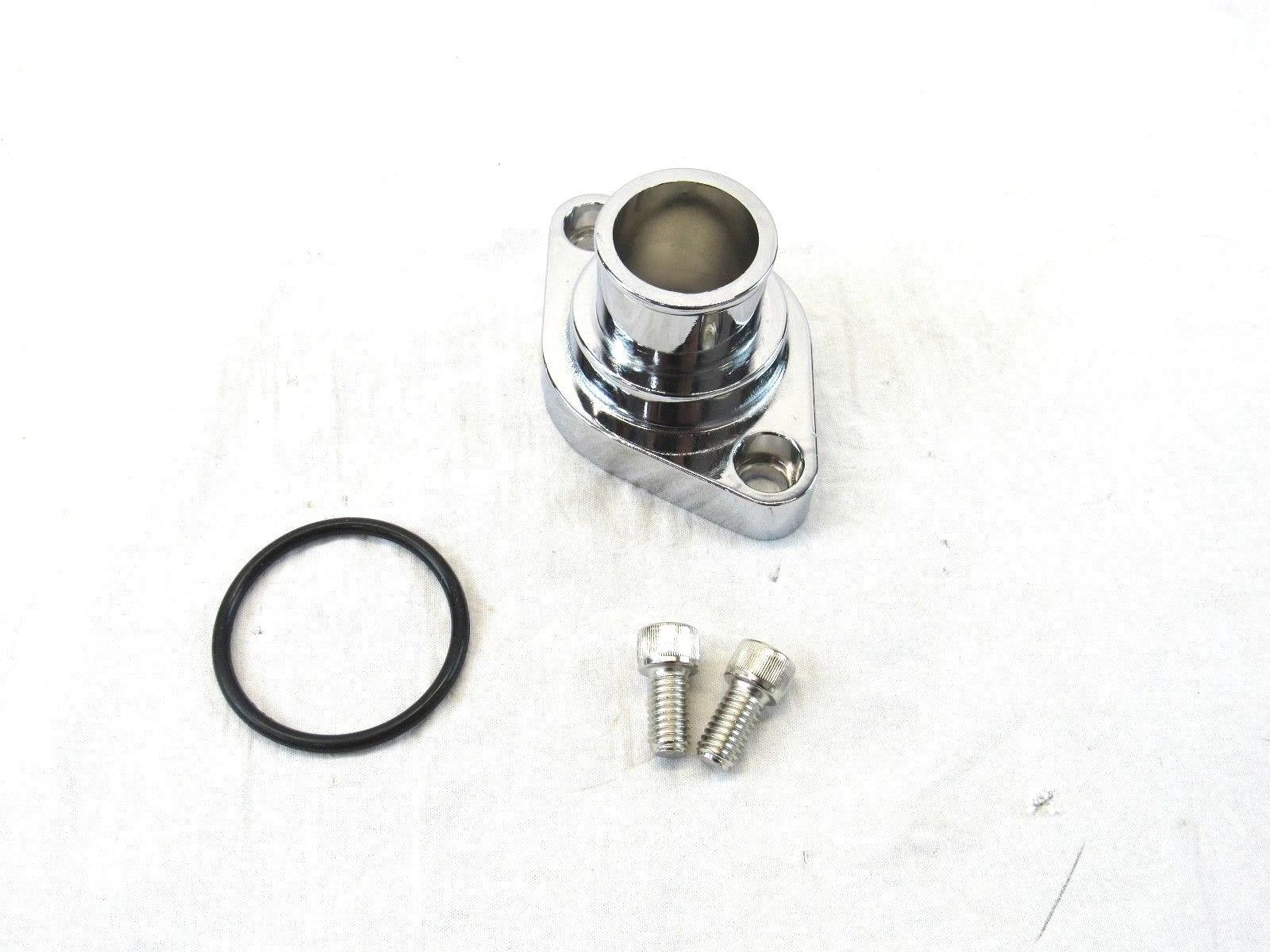 Universal Chevy Intake Straight Aluminum Water Neck w/ Gasket Chrome K71403C