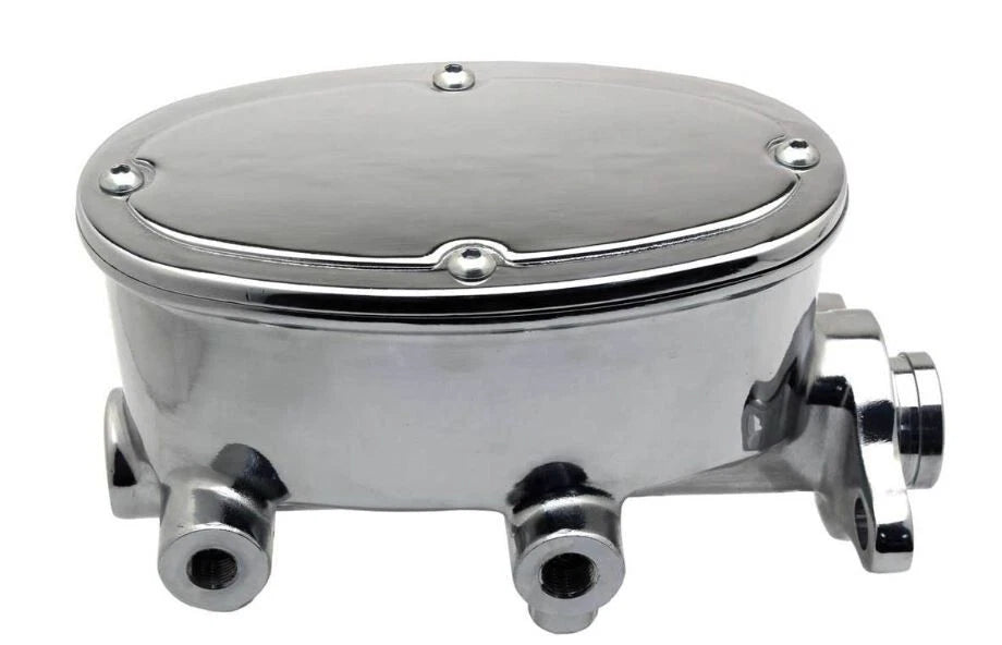 1-1/8'' Aluminum Oval Dual Master Cylinder 9/16'' & 1/2'' Ports Chrome B10015C