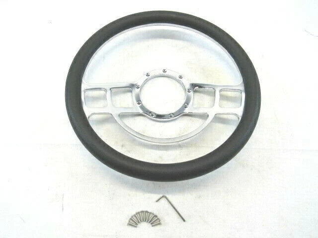 Billet Aluminum 14'' Steering Wheel Half Wrap Black Leather (9 Hole) S82028H