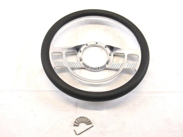 Billet Aluminum 14'' Steering Wheel Half Wrap Black Leather (9 Hole) S82031H