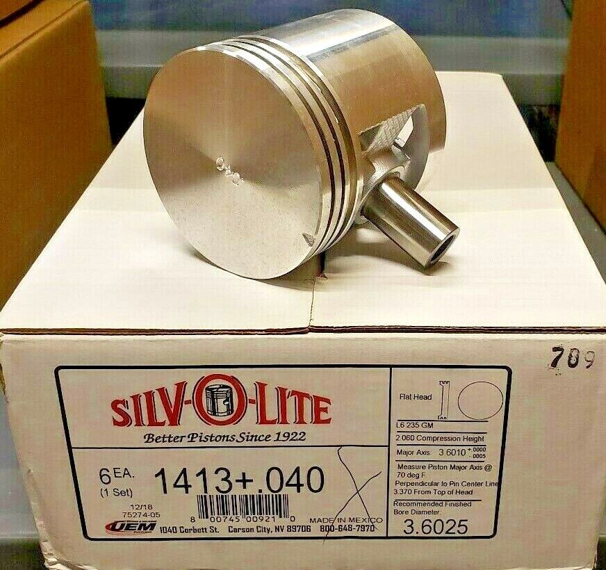Silvolite 1413.060 Piston set of 6 060 Pistons for 1941-1962 GM Chevy 235 6 cyl