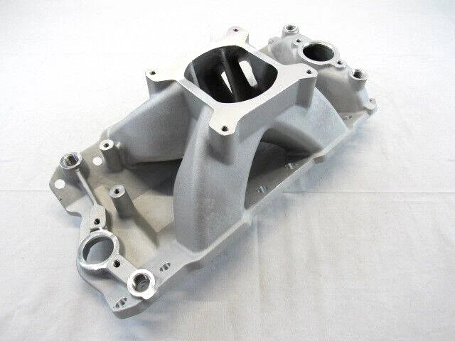 1957-1986 SBC 350 Tall High Rise Intake Manifold 3000-7500RPM Satin E42407
