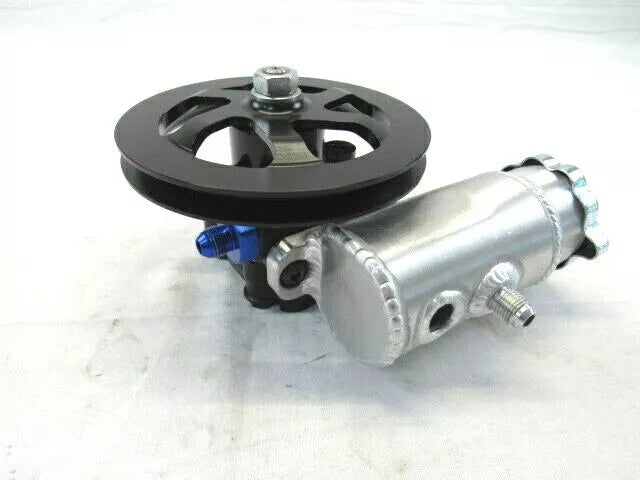 Cast Iron Power Steering Pump w/ 6'' V-belt Pulley & Reservoir Black S86004