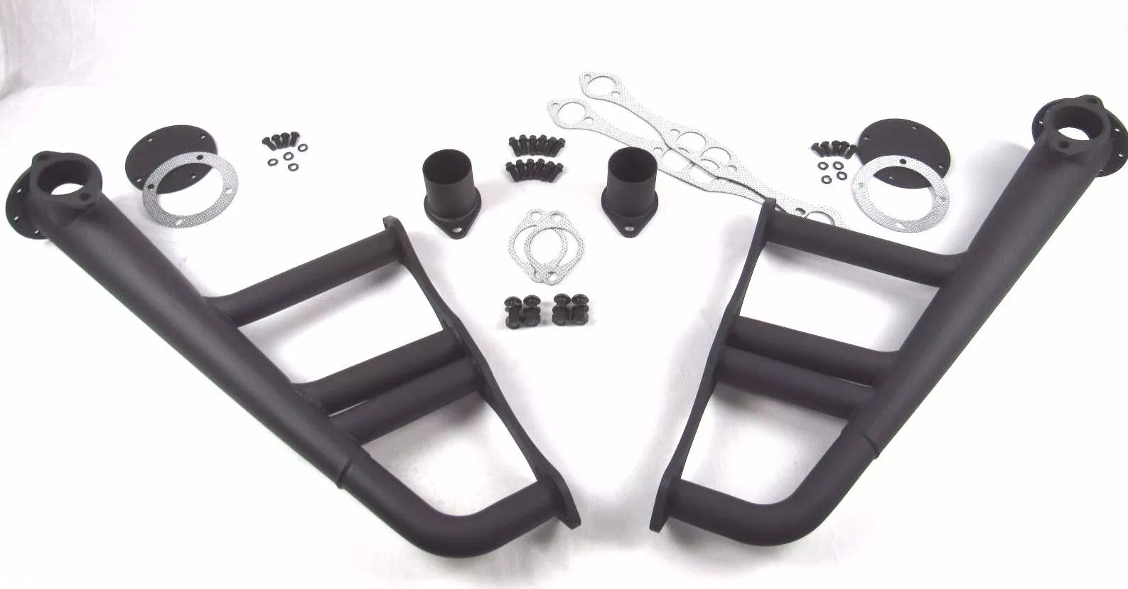 Lake Style Header Compatible with Chevy Small Block 283-400 Black H60007BK