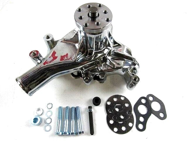 Small Block Chevy 327 350 383 Aluminum Long Water Pump Chrome K71003C