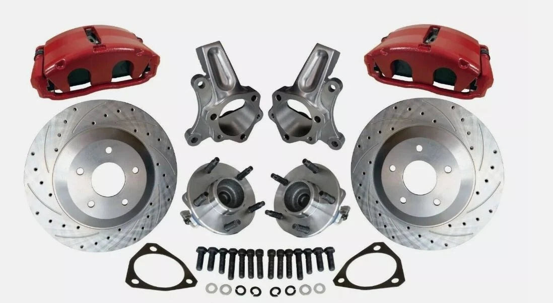 1964-74 Chevelle Camaro Nova 13'' Big Brake Kit D/S Rotors Red