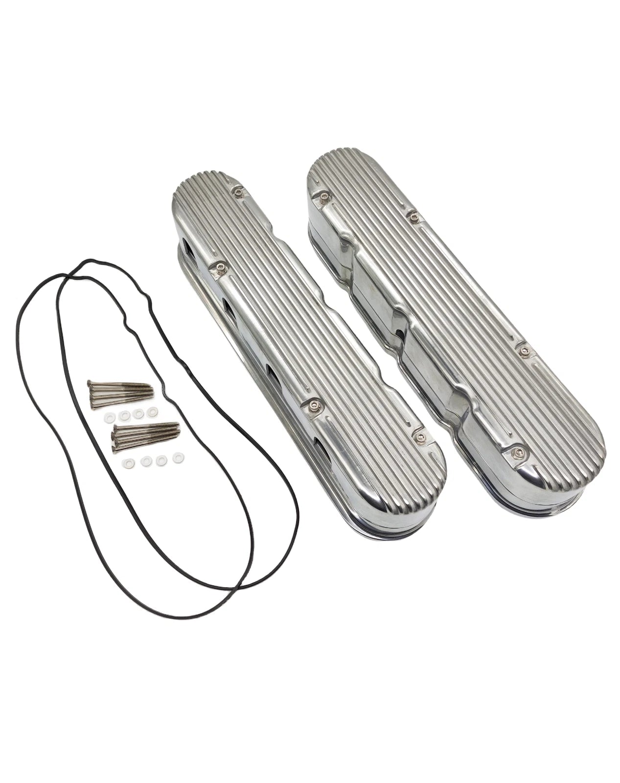 Polished Cast Aluminum Finned 2 PC Valve Covers for Chevy LS E41042P