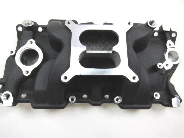 1955-86 Small Block Chevy 350 Dual Plane Alum. Intake Manifold Black E42405BK