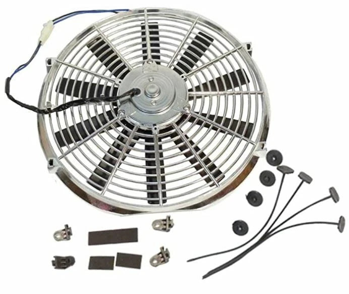Universal 14'' Straight Blade 12v Electric Cooling Fan 1900cfm Chrome K72610C