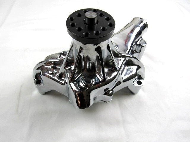 SBC Chevy 327 350 383 Aluminum Long Reverse Rotation Water Pump Chrome K71005C