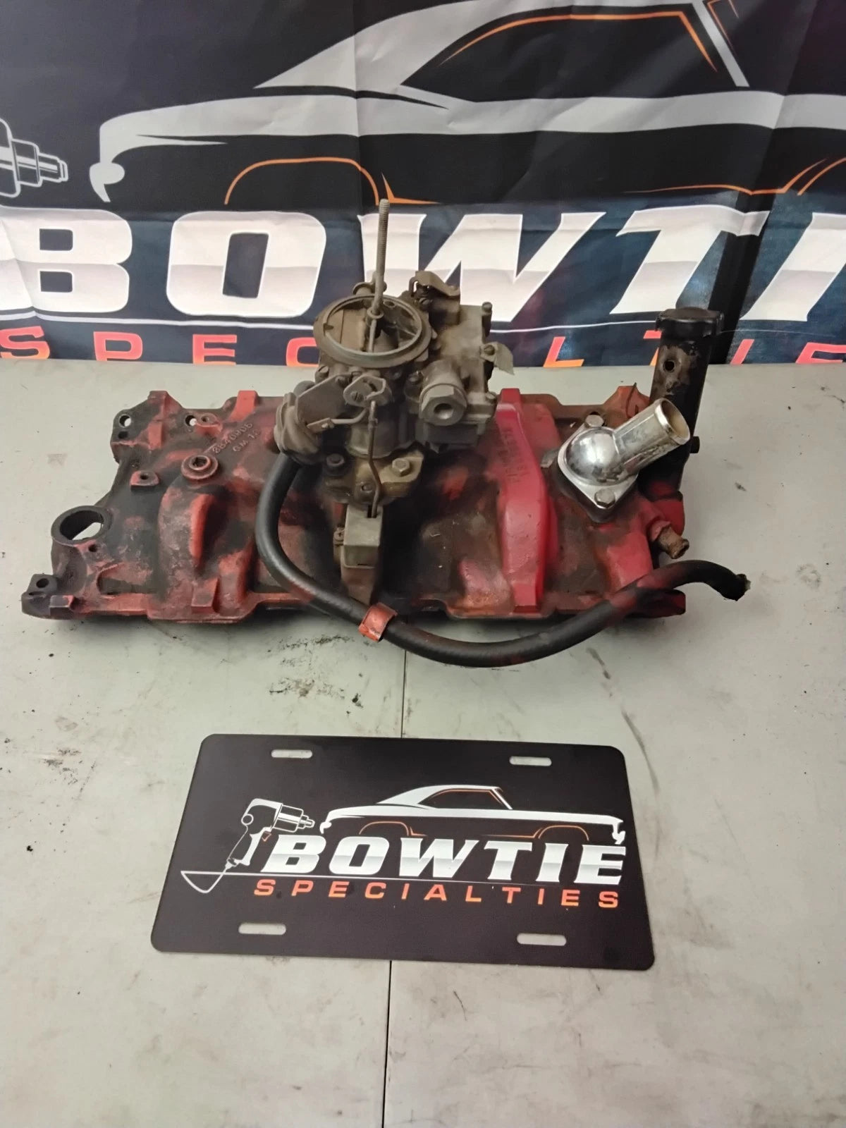 1964 1965 OEM GM Chevrolet 2 Barrel Intake Manifold #3840905 With Rochester Carb