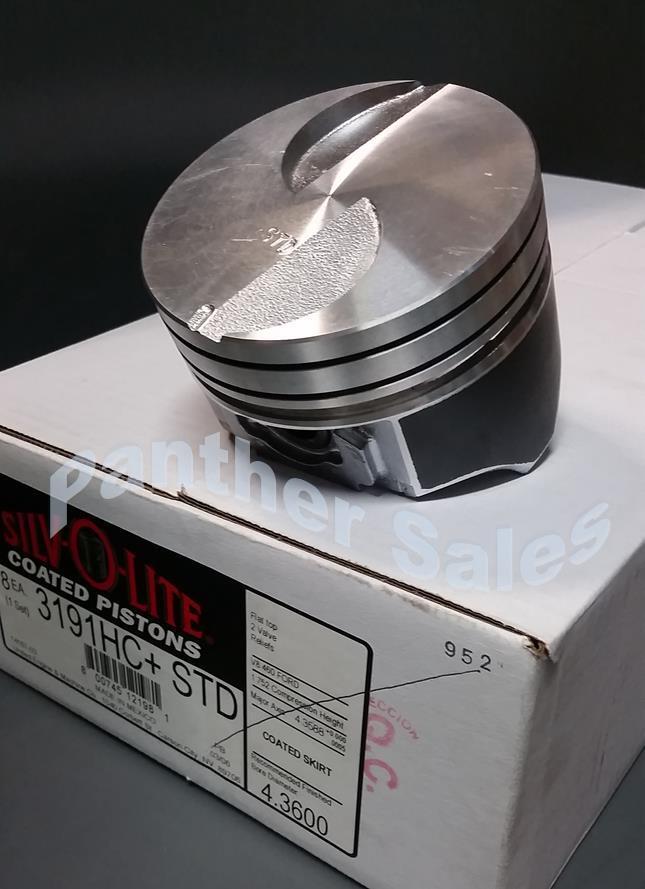 Silvolite Hypereutectic Flat Top Coated Pistons Ford 460 3191HC.030 Bore Set 8