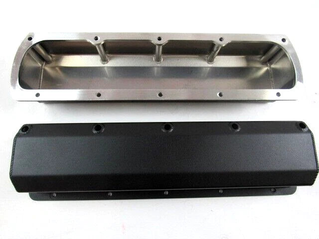 Oldsmobile V8 350, 400, 425, 455 Fabricated Aluminum Valve Cover Set Black Coat E41412BC