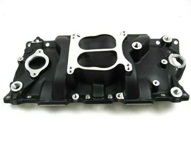 1957-95 Chevy SBC 350 383 Aluminum Dual Plane Intake Manifold Black E42401BK