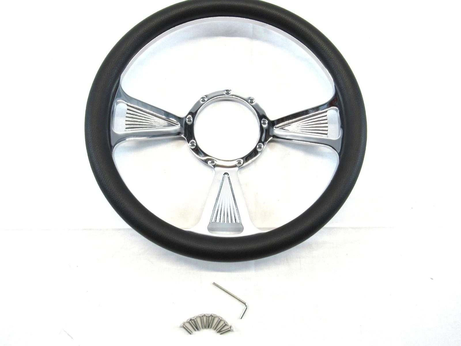 Billet Aluminum 14'' Steering Wheel Half Wrap Black Leather (9 Hole) S82007H
