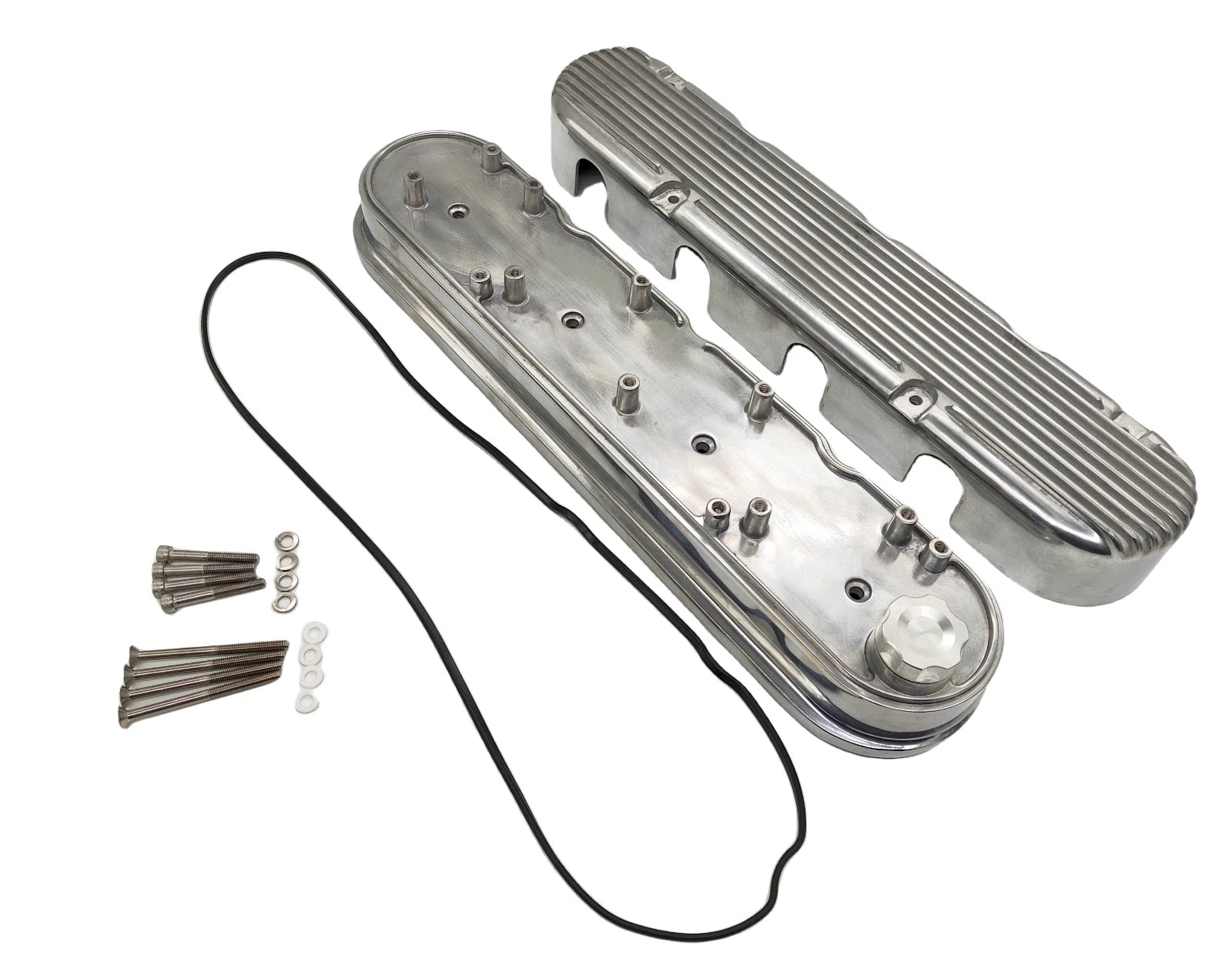Polished Cast Aluminum Finned 2 PC Valve Covers for Chevy LS E41042P